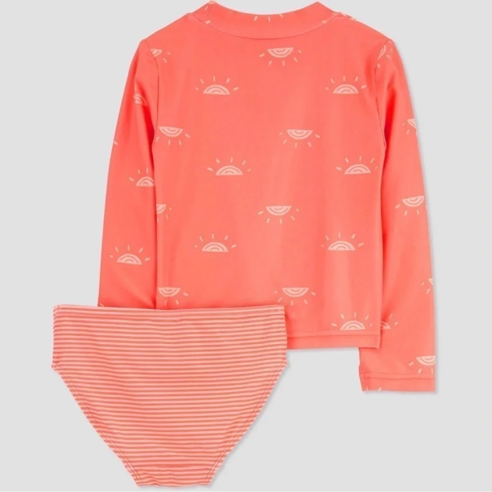 Carter's Toddler Girls' Long Sleeve Rash Guard Swimsuit 2 pc Set /12M /New